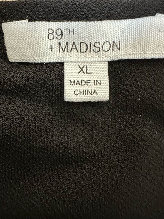 89th & Madison Black Short Sleeve Top with Ladder Cutouts and Button Accents - Picture 4 of 6
